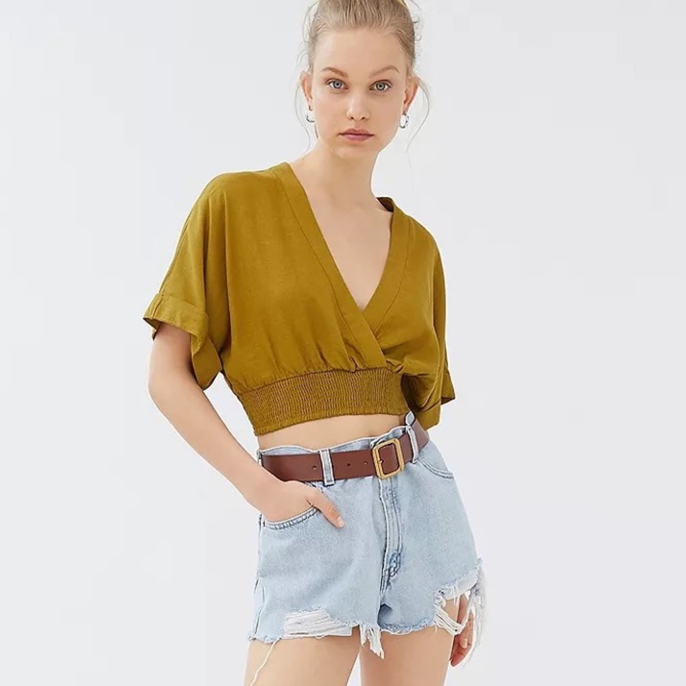 UO Corrine Linen Surplice Top